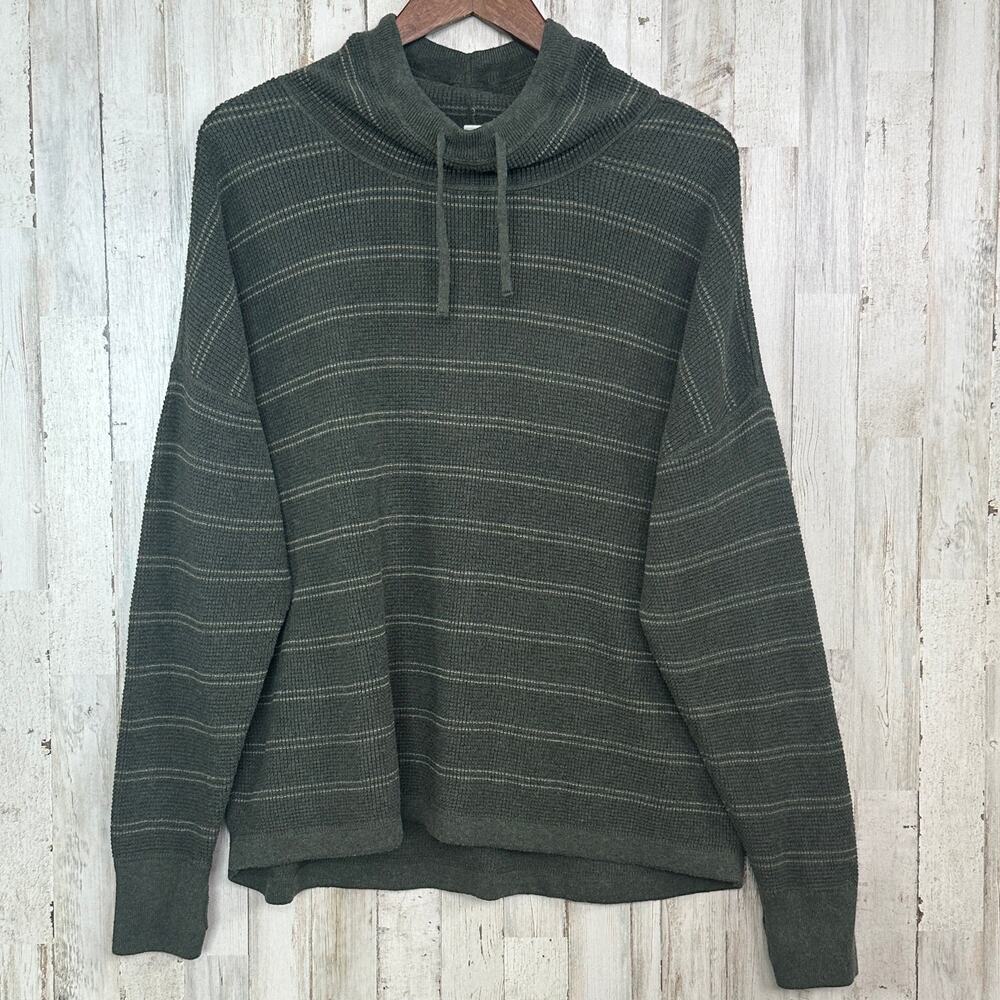 Aventura Olive Green Striped Funnel Neck Sweatshirt